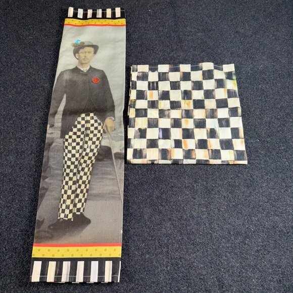 NWOT Mackenzie Childs Courtly Check Cotton Napkin & A Man With A View Dish Towel - Picture 14 of 15